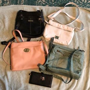 Lot of 4 cross bodies and wallet